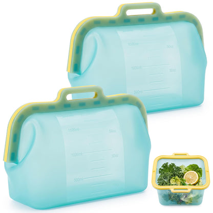 Large Reusable Silicone Food Storage Bag, 68 oz/2 L, Magnetic Seal