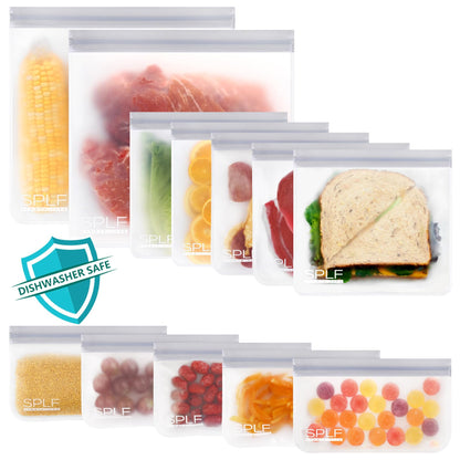 SPLF 6 Pack Reusable Gallon Freezer Bags Dishwasher Safe, Gray