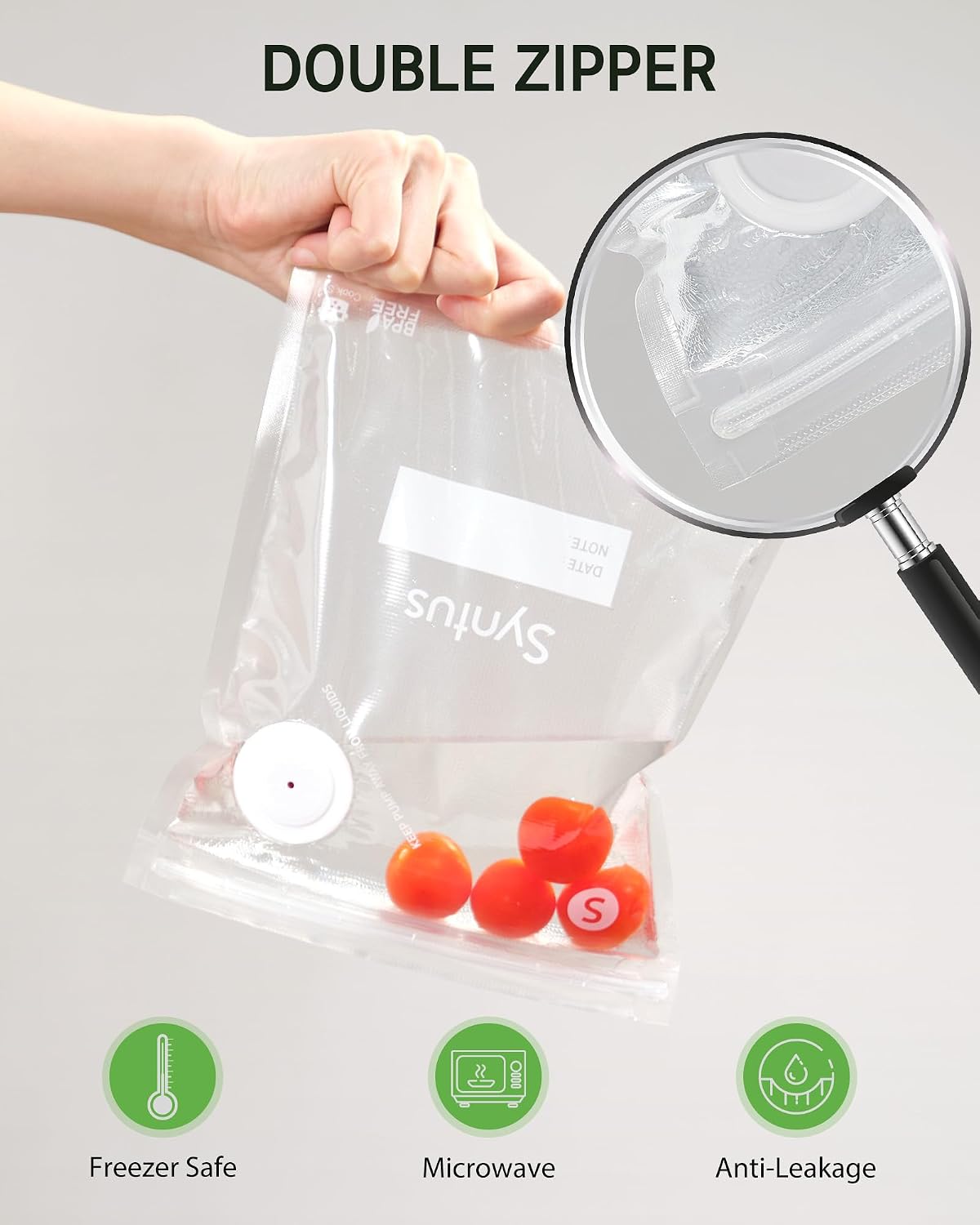 Syntus 60 Pcs Reusable Vacuum Sealer Bags for Food, S+M+L