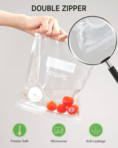 Syntus 60 Pcs Reusable Vacuum Sealer Bags for Food, S+M+L