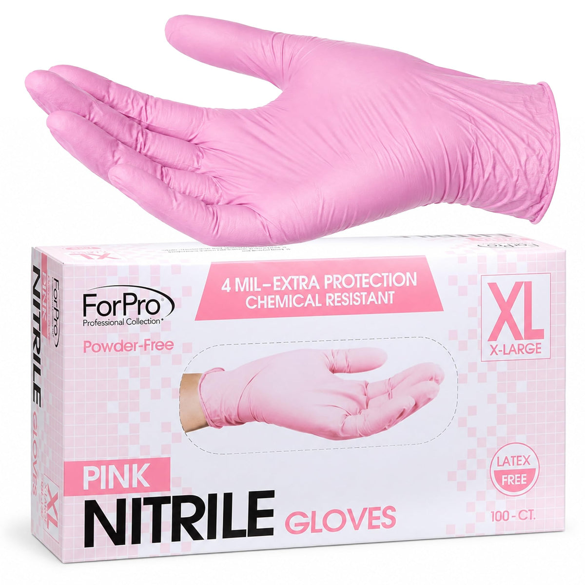 ForPro Disposable Nitrile Gloves, Chemical Resistant, Powder-Free, Latex-Free, Non-Sterile, Food Safe, 4 Mil