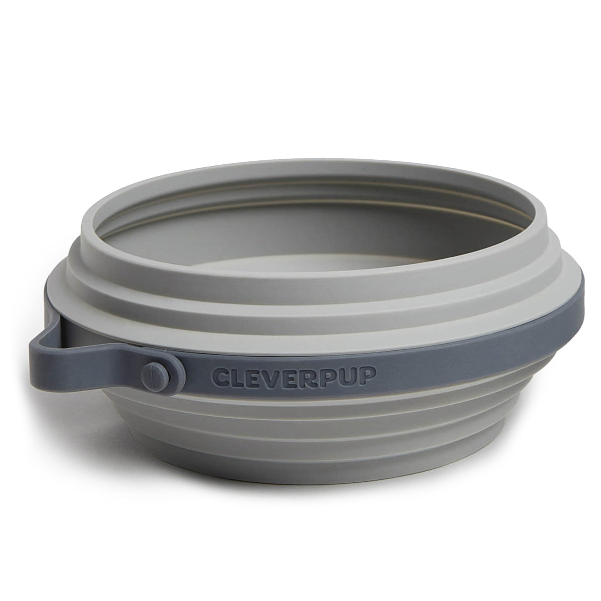 Cleverpup Nomad Large Collapsible Travel Dog Bowl - 4 Cup, Grey Silicone