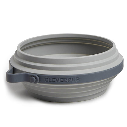 Cleverpup Nomad Large Collapsible Travel Dog Bowl - 4 Cup, Grey Silicone