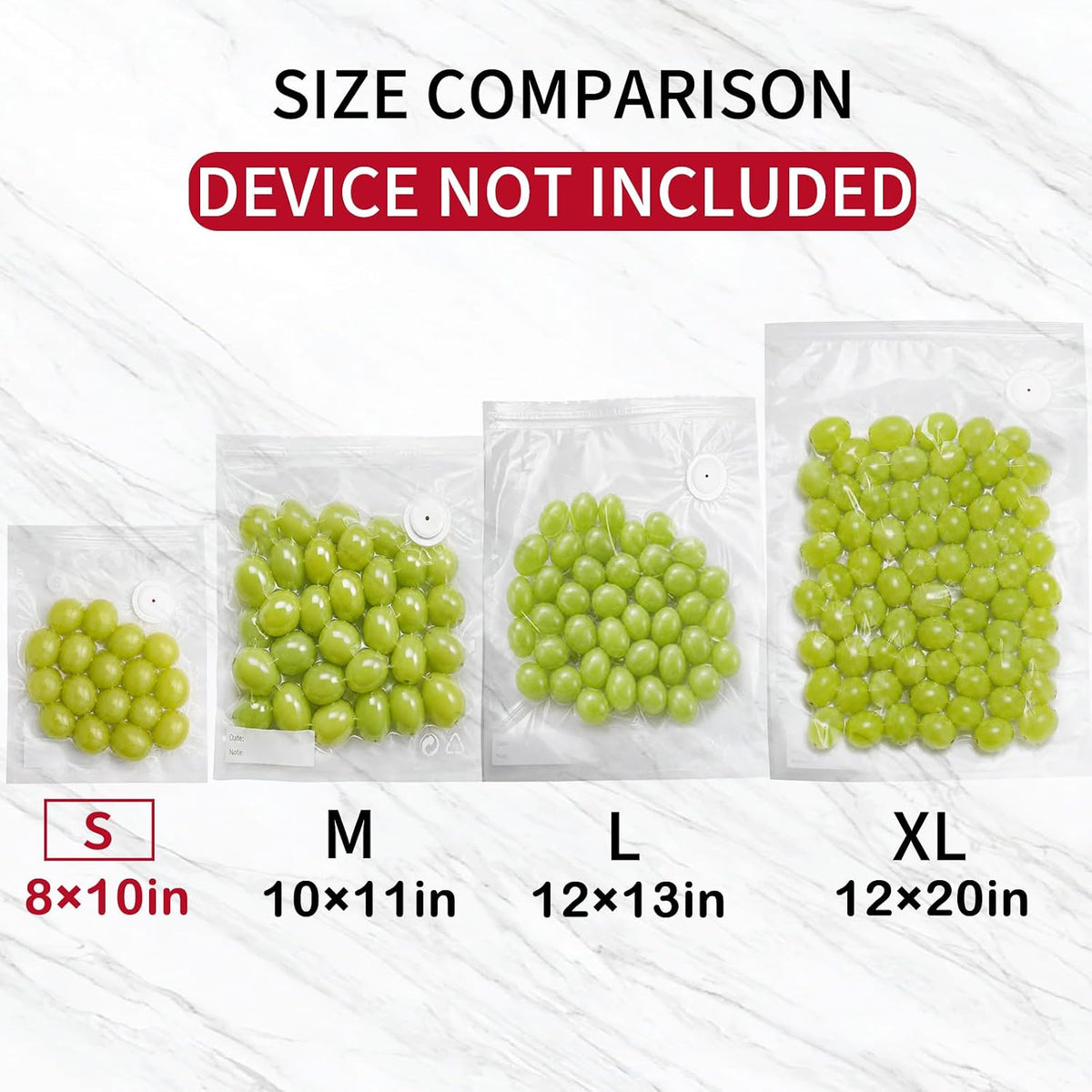 30-Pack Small Vacuum Sealer Bags & 2 Bonus Sealing Clips, Compatible with Chef Preserve – BPA-Free (8 x 10 in) Reusable Food Storage Bags for Freezer, Microwave, Sous Vide – Leak-Proof