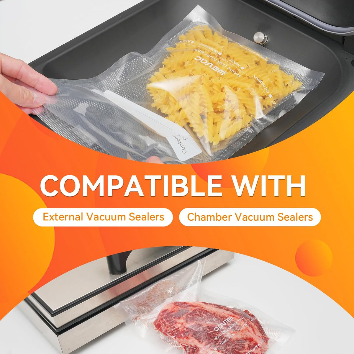 Wevac Vacuum Sealer Bags 11x16" 100 Gallon for Food Saver Vacuum Machine