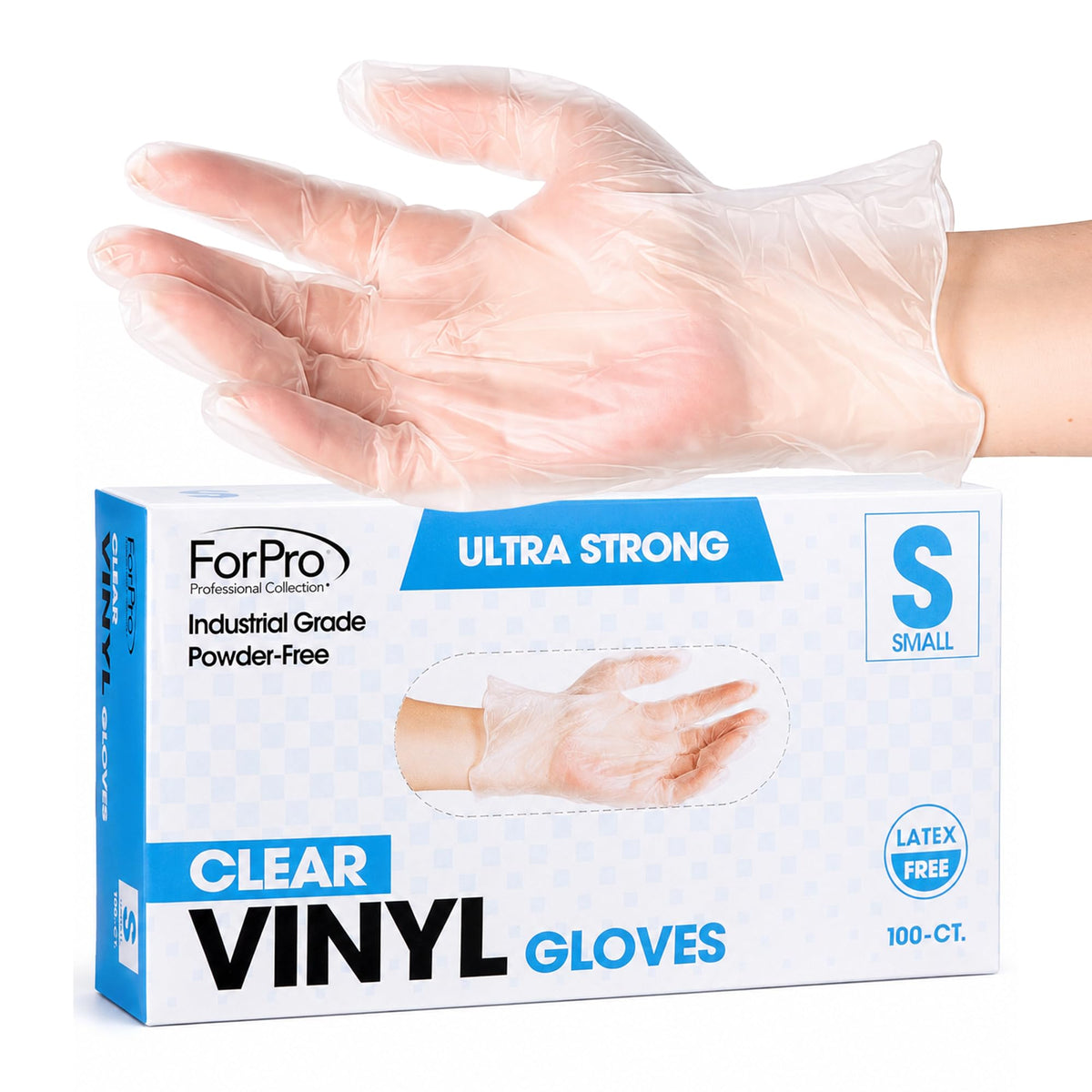 ForPro Disposable Vinyl Gloves, 3.9 Mil, Powder & Latex-Free, Food Safe