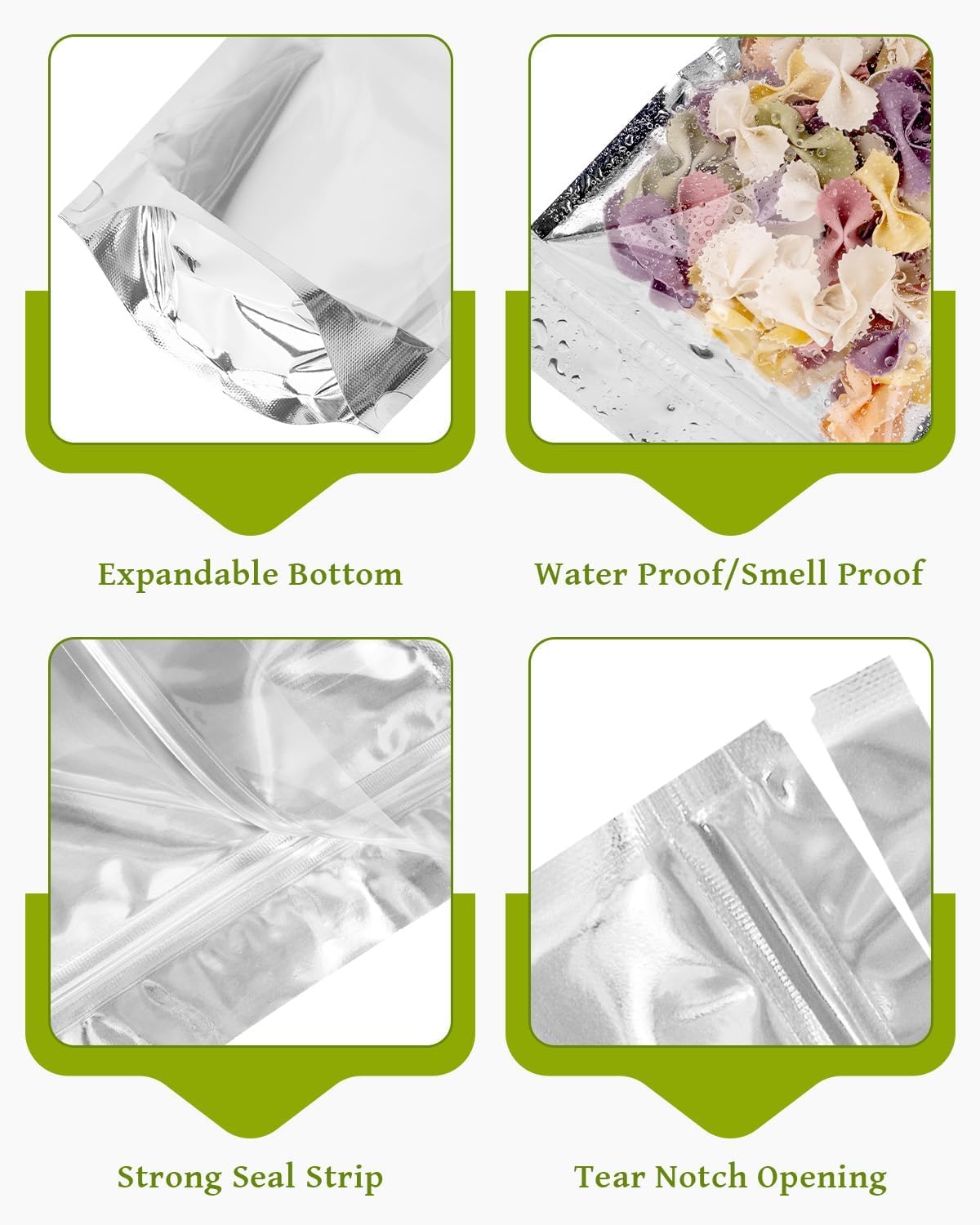 200 Pcs 5"x8" Mylar Bags for Food Storage (7.5 Mil)