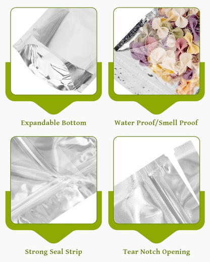 200 Pcs 5"x8" Mylar Bags for Food Storage (7.5 Mil)
