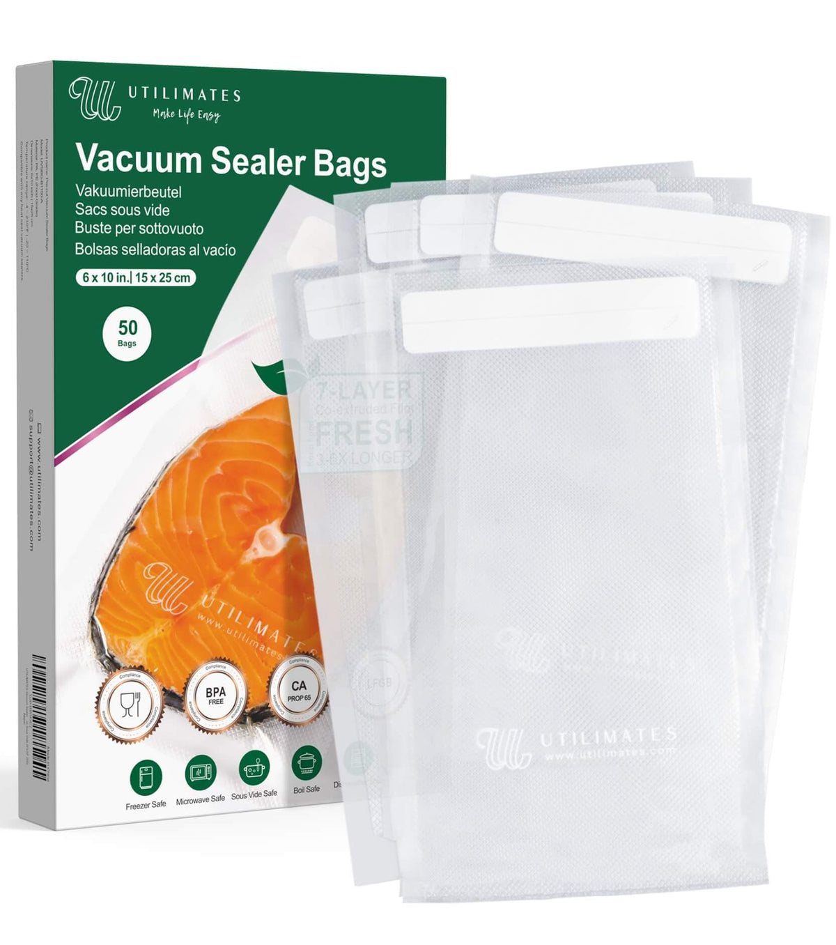 Pint Vacuum Sealer Bags for Food, 6x10 Inch with Label Area, 200