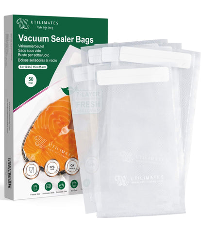 Pint Vacuum Sealer Bags for Food, 6x10 Inch with Label Area, 200