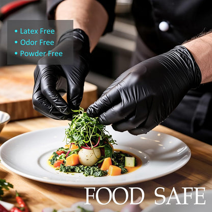 PROMEDIX P Black Disposable Nitrile Gloves, 6Mil 100 Pcs Food Safe Cooking Gloves Latex Free Rubber Gloves for Cleaning Exam