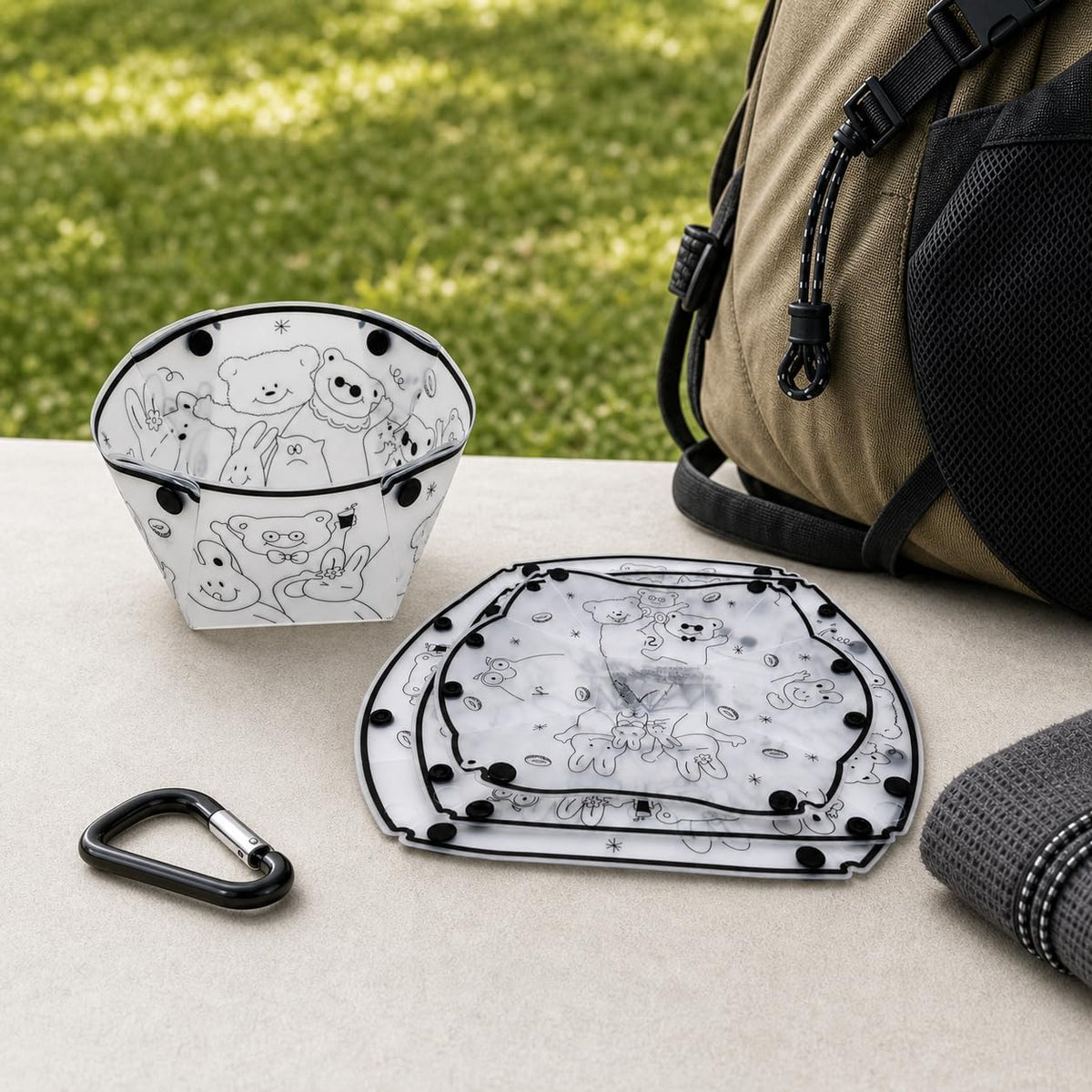 Collapsible Bowl Set, 2 Sets Portable Camping Tableware with Folding Bowl, Plate and Cup, Lightweight Camp Dishes for Picnics, Hiking, Backpacking, Small Storage, Snacks and Travel.