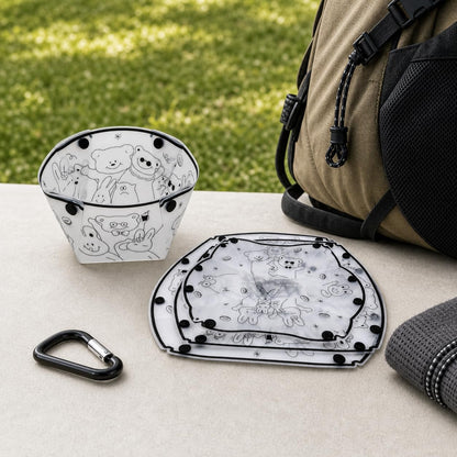 Collapsible Bowl Set, 2 Sets Portable Camping Tableware with Folding Bowl, Plate and Cup, Lightweight Camp Dishes for Picnics, Hiking, Backpacking, Small Storage, Snacks and Travel.