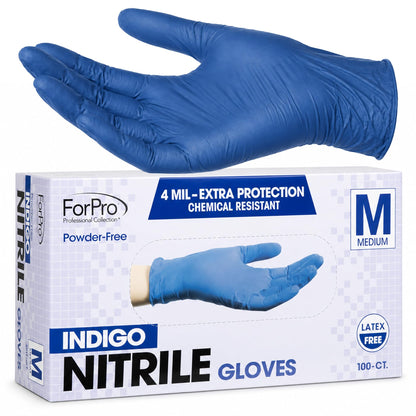 ForPro Disposable Nitrile Gloves, Chemical Resistant, Powder-Free, Latex-Free, Non-Sterile, Food Safe, 4 Mil