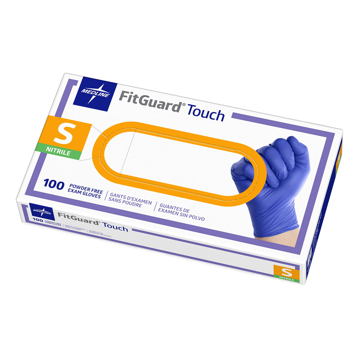 Medline FitGuard Touch Nitrile Exam Gloves, 100 Count, Medium, Powder Free, Disposable, Not Made with Natural Rubber Latex, Excellent Sense of Touch for Medical Tasks, Durable for Household Chores