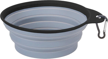 Stansport Collapsible Silicon Travel Bowls - 2 Pack, Grey and Blue, Large