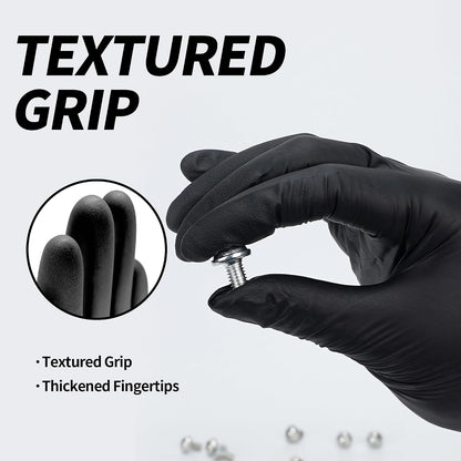 Basic Disposable Medical Synmax Vinyl Exam Gloves- 4 mil Safty Glove 1000pcs - Latex-Free & Powder-Free - SGBE 8002, Medium (Case of 1000, Black)