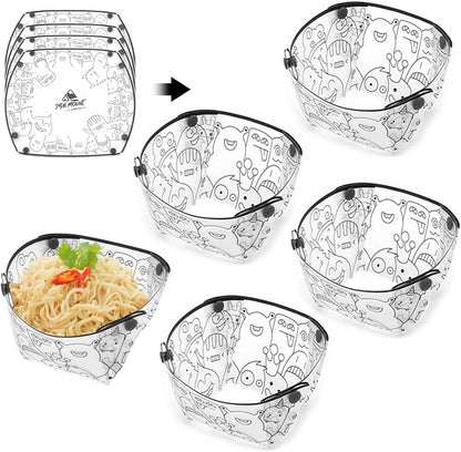 MIUPOO Collapsible Bowl Set,Portable Mess Kit,Food Grade Material Free Folding Bowl for Lunch Family Picnic,7×5.5×3.5 Inches,4 Pieces.