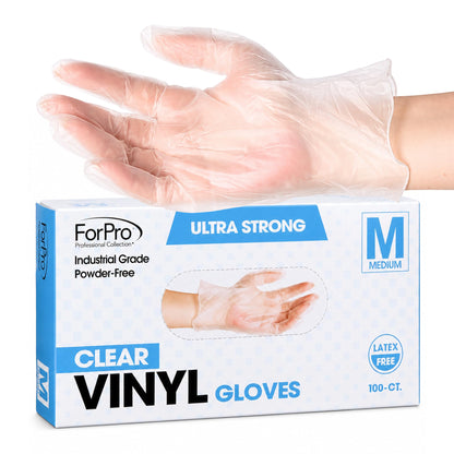 ForPro Disposable Vinyl Gloves, 3.9 Mil, Powder & Latex-Free, Food Safe