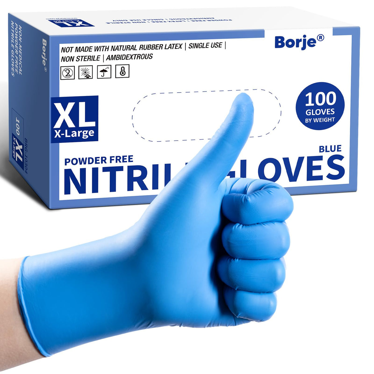 Borje Nitrile Gloves XL, 100 Count Disposable Gloves, Black, Latex-Free Powder-Free, Medical Exam, Food Safe, Cleaning, Cooking