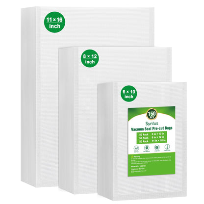 Syntus 100 Pcs Vacuum Sealer Bags for Food, 8x12+11x16, BPA Free