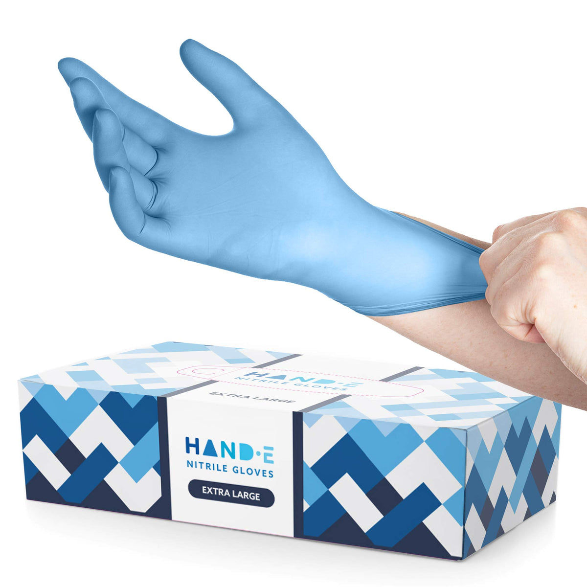 Hand-E Touch Blue Nitrile Disposable Gloves - Latex Free Medical Exam Gloves, Powder Free, Food Safe, Cooking