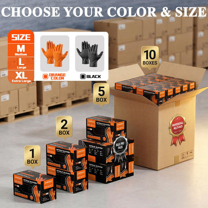 ANBOSON 10 Mil Heavy Duty Mechanic Nitrile Gloves, XLarge Black 100 Count