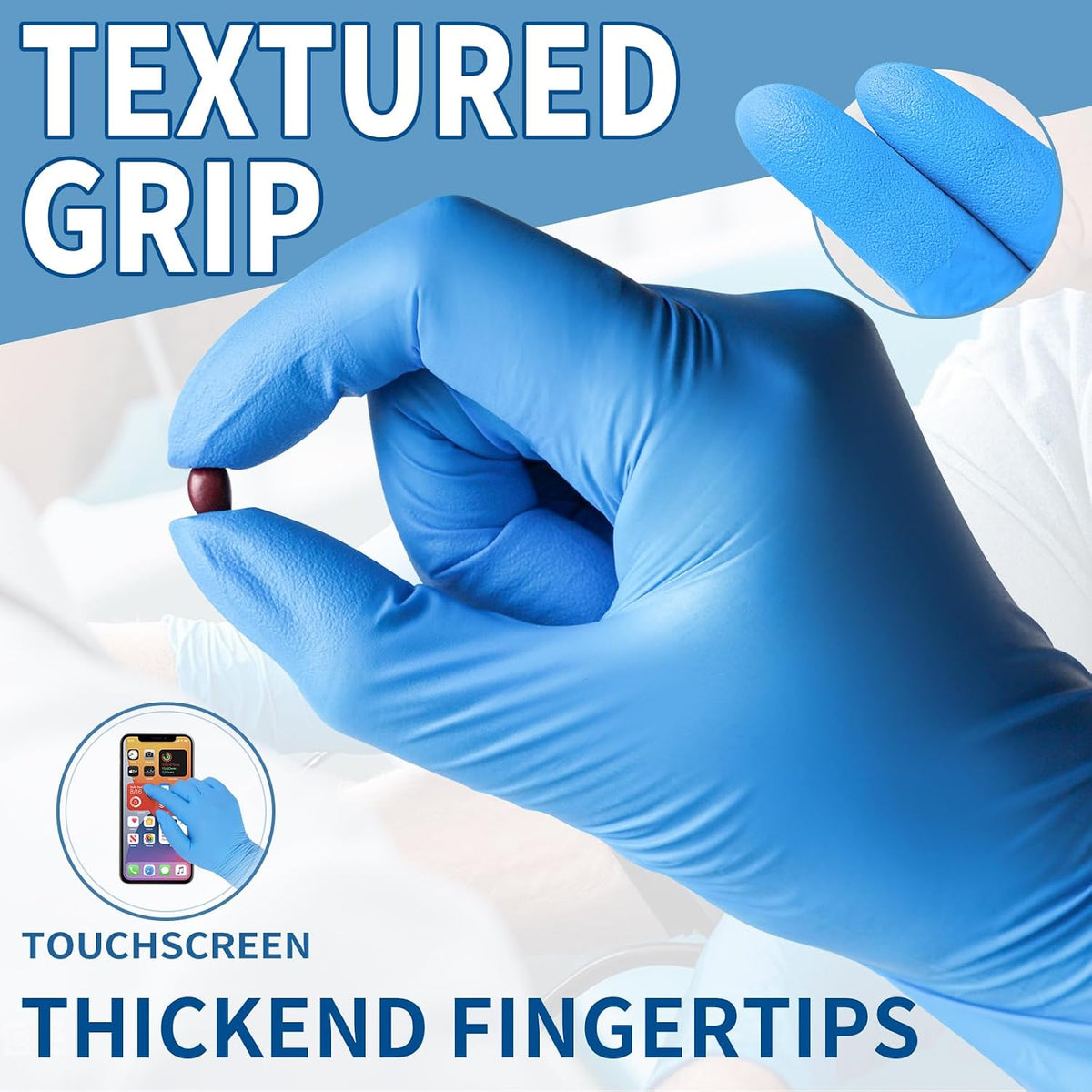 FINITEX Blue Disposable Nitrile Exam Gloves 200PCS/BOX 3.5mil Food