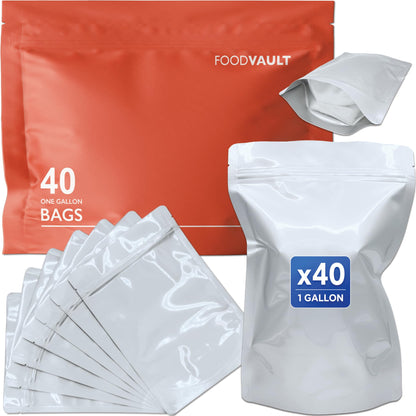 1 Quart Mylar Bags, 16 Mil Total Thickness, Stand-Up Resealable Mylar Bags for Food Storage, Freeze Dryer [60-Pack | 7" x 10" x 4"]