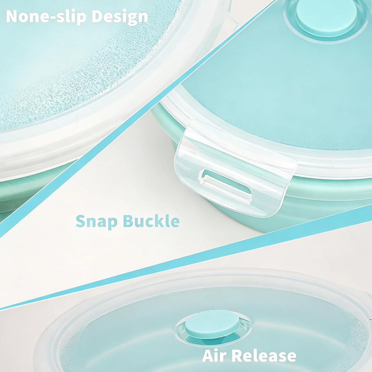 CARTINTS Silicone Collapsible Food Storage Containers-Prep/Storage Bowls with Lids – Set of 4 Round Silicone Lunch Containers – Microwave and Freezer Food Containers (Blue)