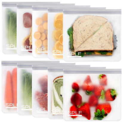 SPLF 6 Pack Reusable Gallon Freezer Bags Dishwasher Safe, Gray