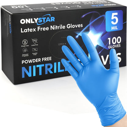 Food Grade 5 Mil Disposable Nitrile Gloves Large, 100Pcs