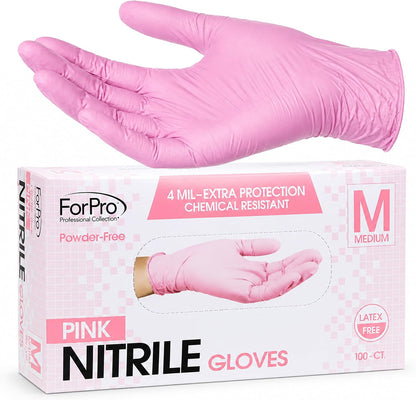 ForPro Disposable Nitrile Gloves, Chemical Resistant, Powder-Free, Latex-Free, Non-Sterile, Food Safe, 4 Mil