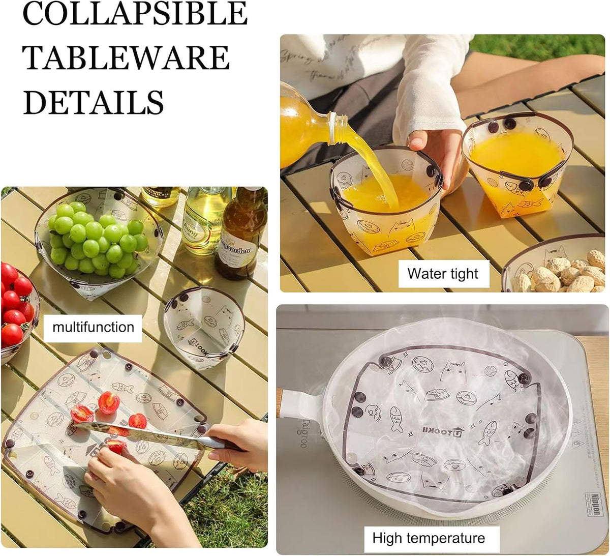 Collapsible Bowl Set,Portable Camping Tableware,Food Grade Material Free Folding Bowl for Outdoor Camping Hiking Family Picnic Trips,4 pieces,7×5.5×3.5 Inches