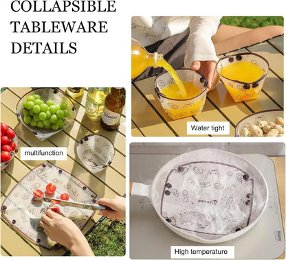 Collapsible Bowl Set,Portable Camping Tableware,Food Grade Material Free Folding Bowl for Outdoor Camping Hiking Family Picnic Trips,4 pieces,7×5.5×3.5 Inches