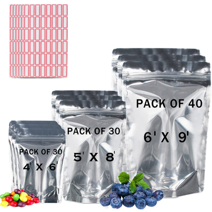 5x8 Mylar Bags for Food Storage - Pack Of 100-7.5mil Thickness