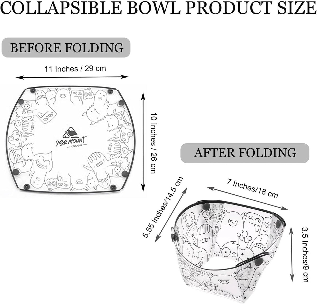 MIUPOO Collapsible Bowl Set,Portable Mess Kit,Food Grade Material Free Folding Bowl for Lunch Family Picnic,7×5.5×3.5 Inches,4 Pieces.