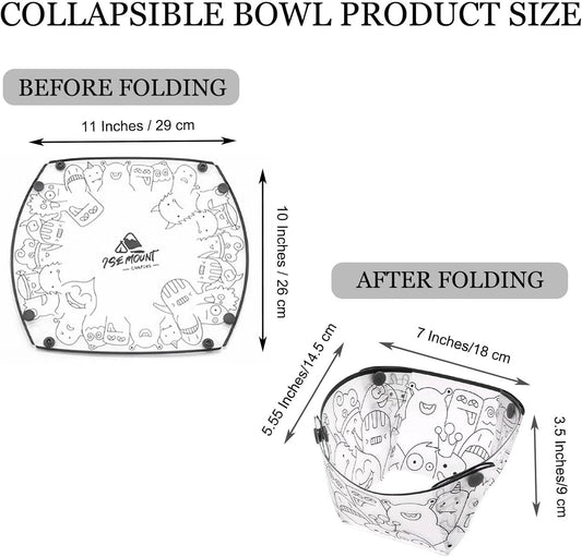MIUPOO Collapsible Bowl Set,Portable Mess Kit,Food Grade Material Free Folding Bowl for Lunch Family Picnic,7×5.5×3.5 Inches,4 Pieces.