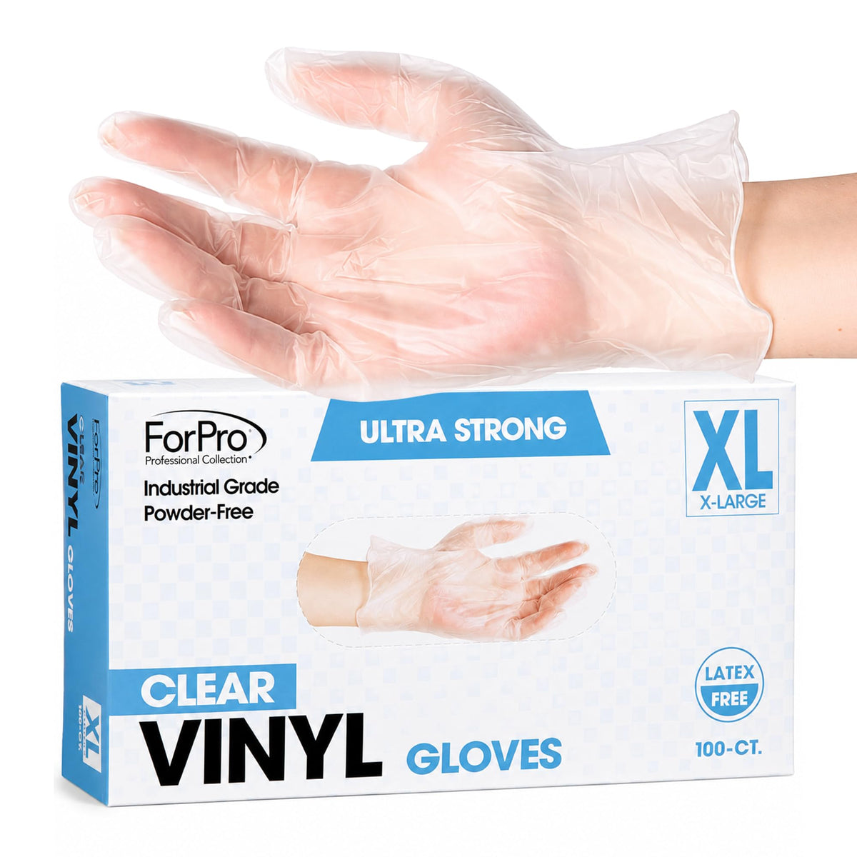 ForPro Disposable Vinyl Gloves, 3.9 Mil, Powder & Latex-Free, Food Safe
