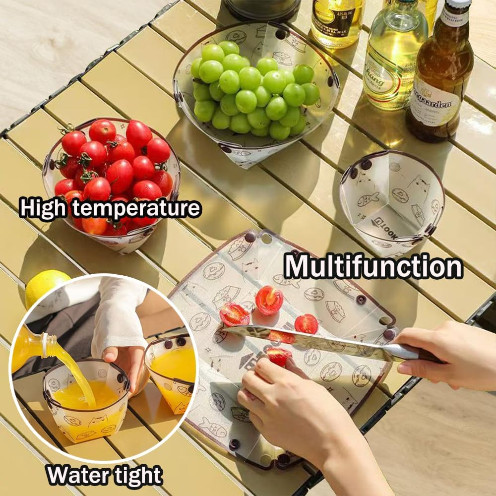 MIUPOO Collapsible Bowl Plate Cup Set,Portable Mess Kit,Food Grade Material Free Folding Plate for Lunch Family Picnic,Collapsible Set of 12, 3 Sizes.