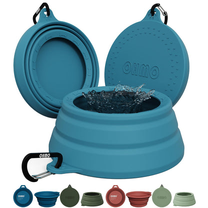 OHMO Spill Proof Collapsible Dog Bowl, 34oz Portable Dog Water Bowl