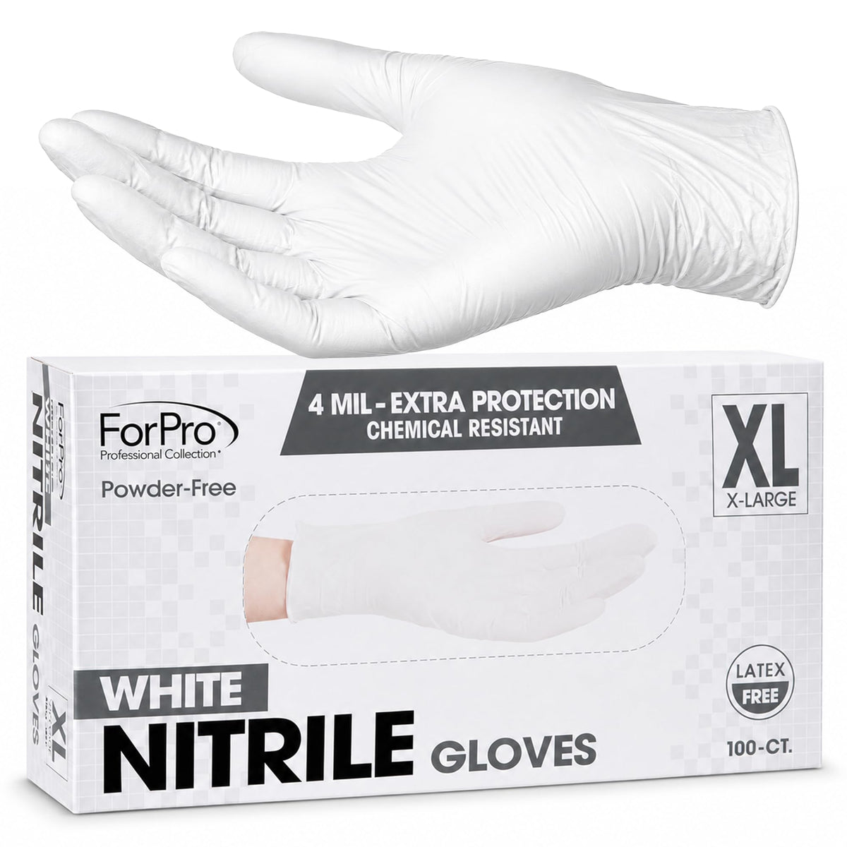 ForPro Disposable Nitrile Gloves, Chemical Resistant, Powder-Free, Latex-Free, Non-Sterile, Food Safe, 4 Mil