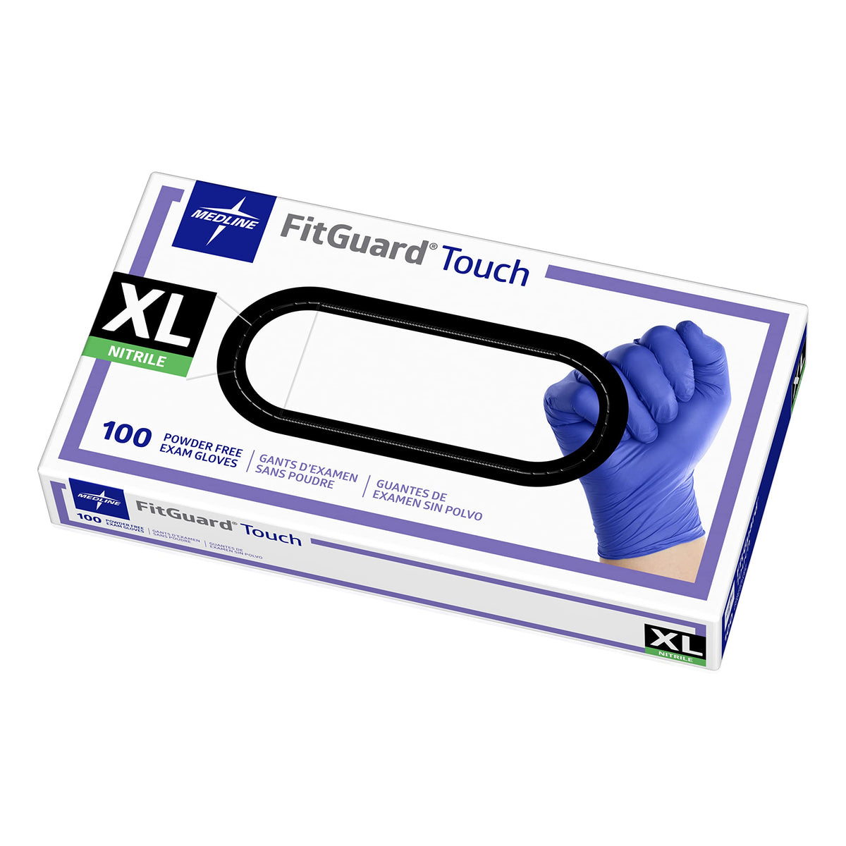 Medline FitGuard Touch Nitrile Exam Gloves, 100 Count, Medium, Powder Free, Disposable, Not Made with Natural Rubber Latex, Excellent Sense of Touch for Medical Tasks, Durable for Household Chores