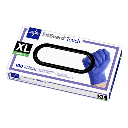 Medline FitGuard Touch Nitrile Exam Gloves, 100 Count, Medium, Powder Free, Disposable, Not Made with Natural Rubber Latex, Excellent Sense of Touch for Medical Tasks, Durable for Household Chores