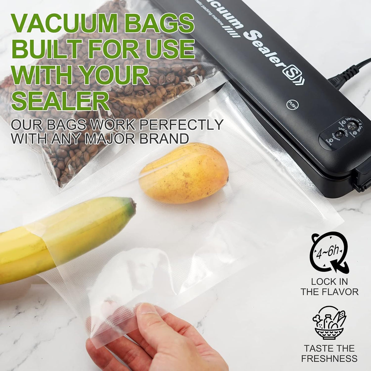 W&Y Vacuum Sealer Bags 6x10 Inch Pint 100 Count -Pre-Separated