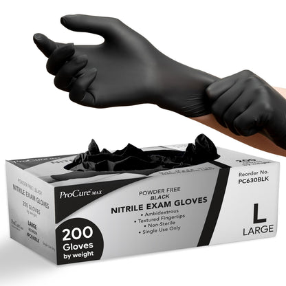 Black Nitrile Disposable Gloves | 200-Pack | Latex-Free for Medical, Surgical, Cleaning, Food Prep, Cooking, Tattoo