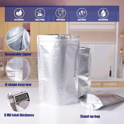 Lebodu 120 Mylar Bags with 120 x 300cc Oxygen Absorbers for Food Storage