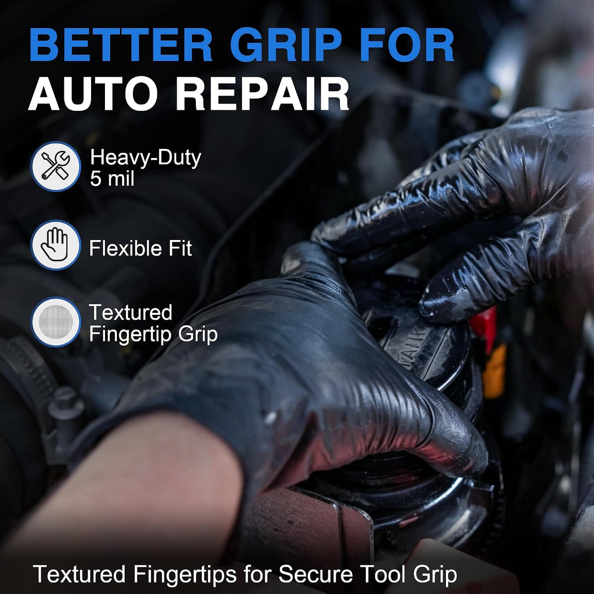 Schneider Black Nitrile Gloves, Gloves Disposable Latex Free, Powder Free