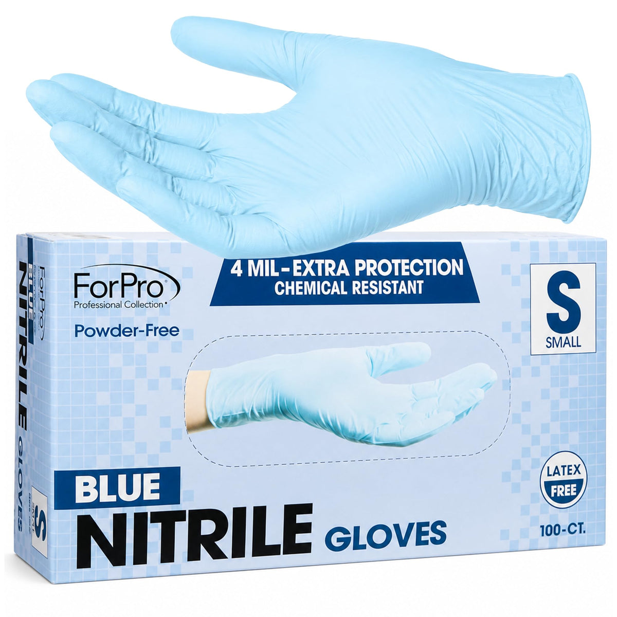 ForPro Disposable Nitrile Gloves, Chemical Resistant, Powder-Free, Latex-Free, Non-Sterile, Food Safe, 4 Mil