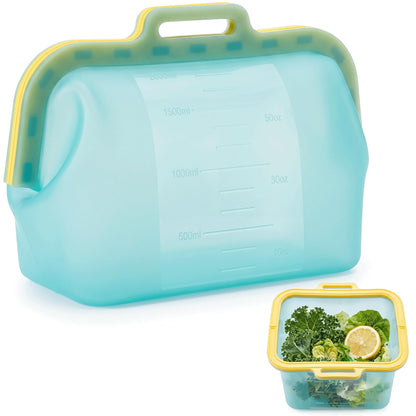 Large Reusable Silicone Food Storage Bag, 68 oz/2 L, Magnetic Seal